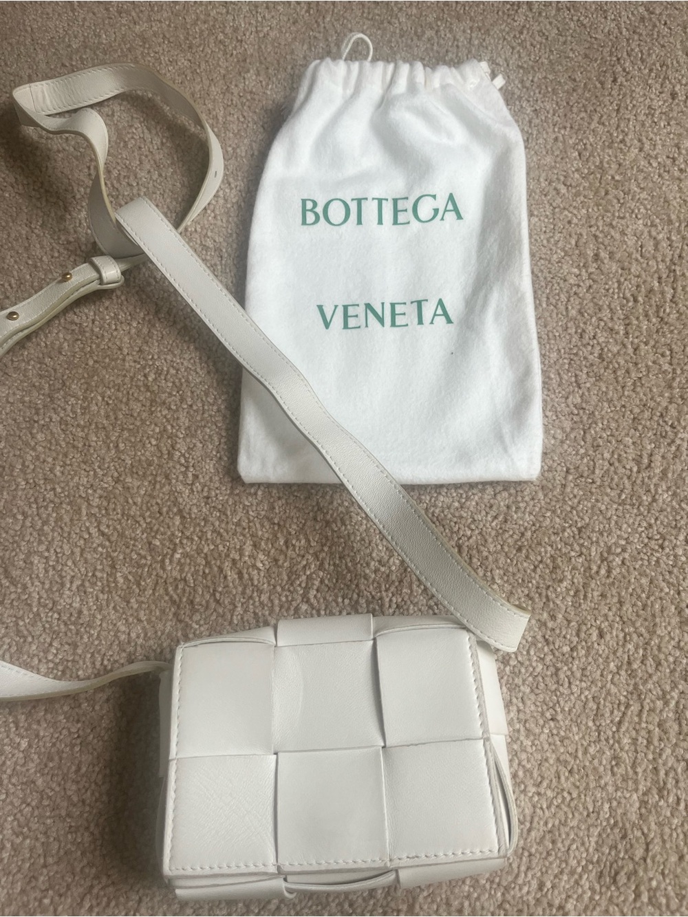 Bottega Veneta White Intrecciato Cassette Weave Crossbody Bag